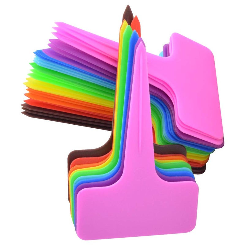 HOVEOX 200 PCS 10 Color Plastic Plant Tags, T-Type Markers Nursery Garden Labels Stakes for Gardening Green House Humidity Dome Orchard Botanical Garden Assorted Color - Image 1